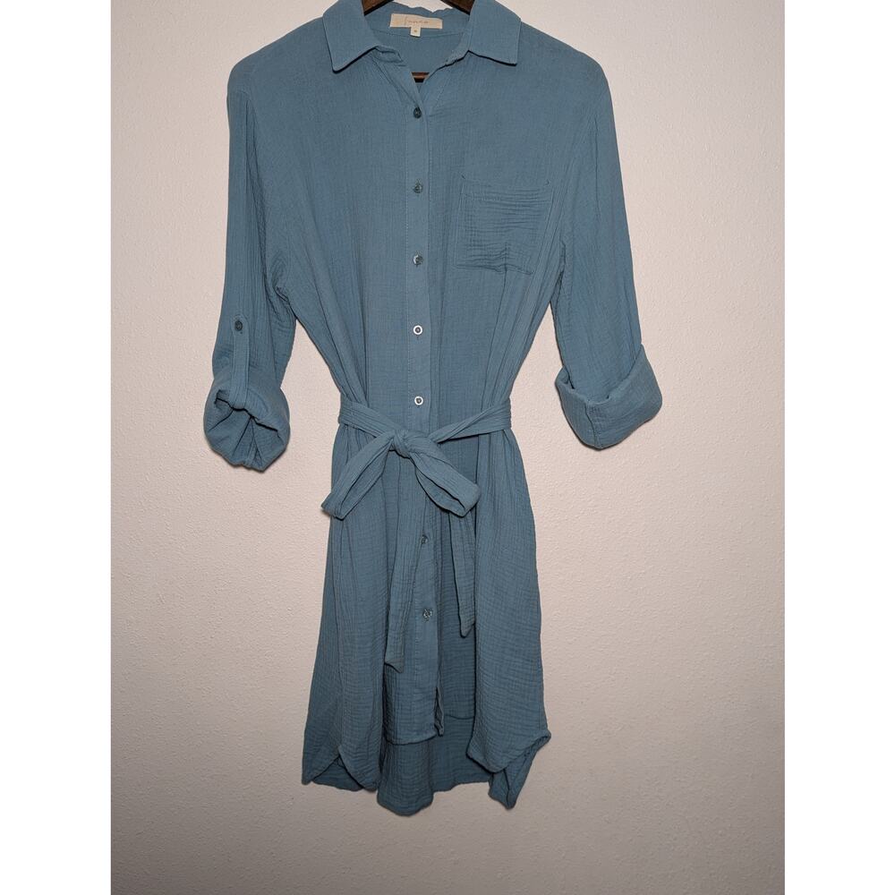 Franco Shirt Dress Blue Button Down Size M